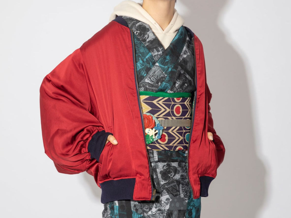 Jacket Reversible Red & Botanical Swallow